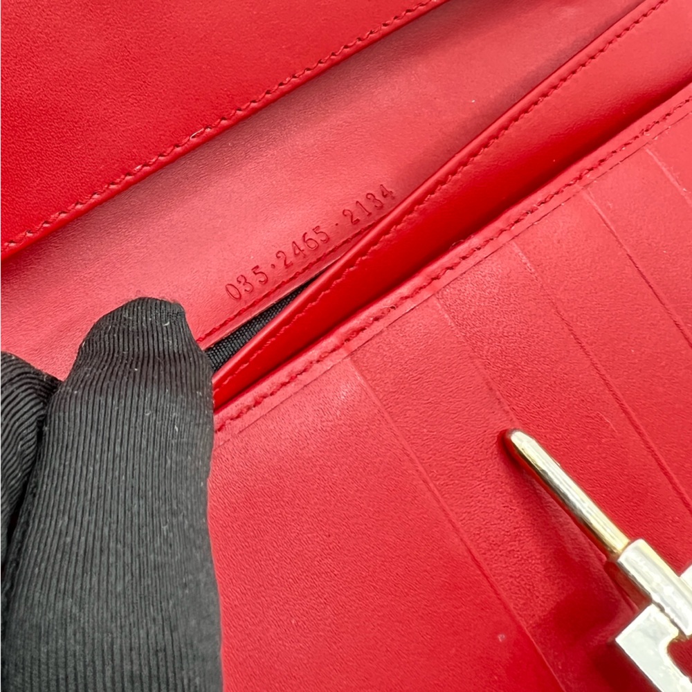 Authentic GUCCI GG Monogram Canvas x Red Leather Snap Long Wallet EUC - Picture 12 of 14